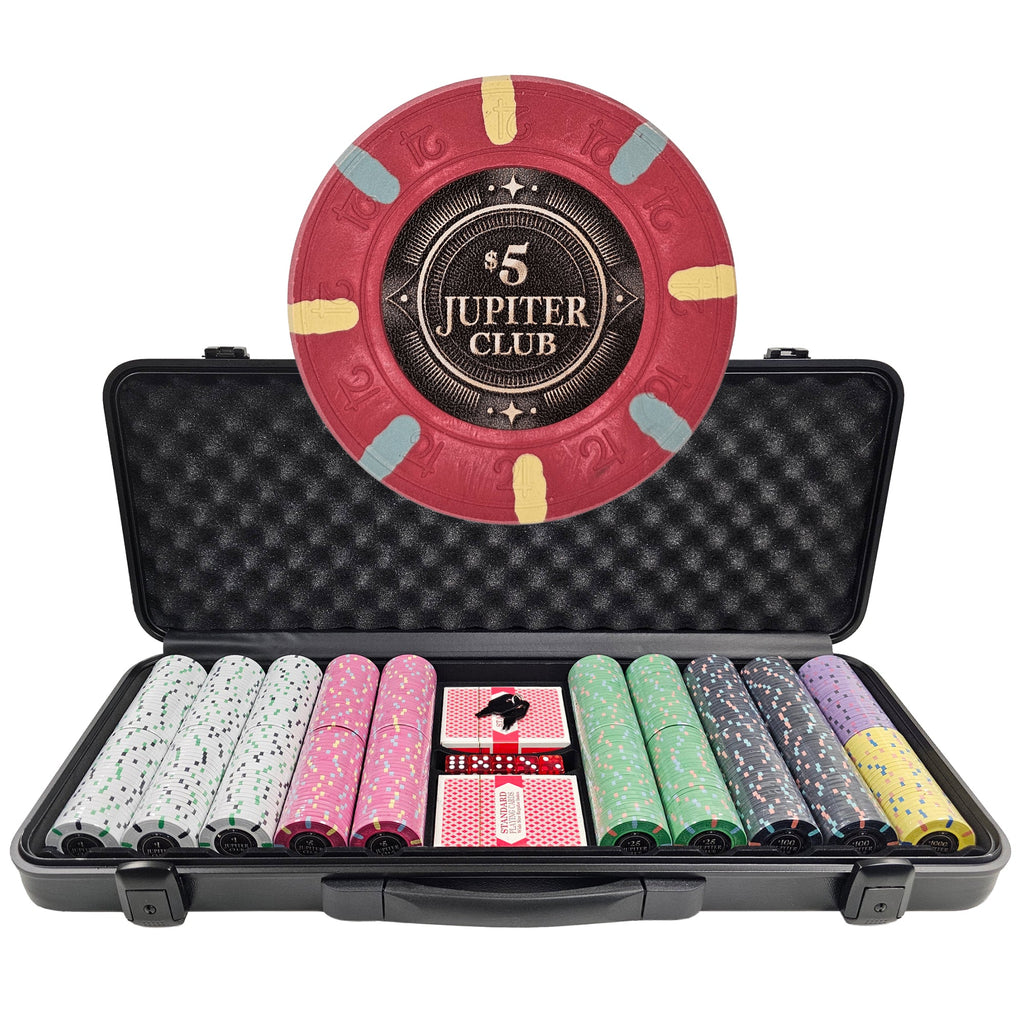 Jupiter Club 43mm Oversized Pre-built Poker Chip Set (500-count)